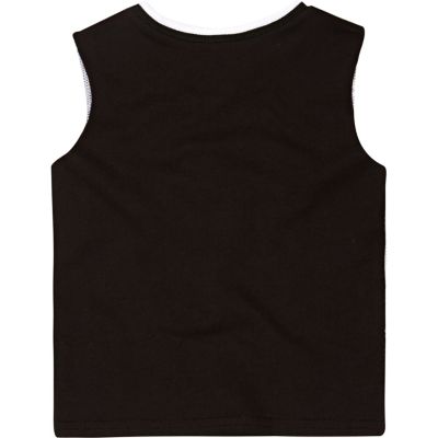 Mini boys black print vest